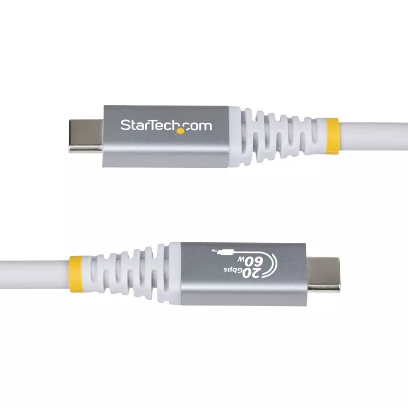 StarTech.com 3 m (10 ft) USB4 kábel, 20 Gbit/s, USB-IF certifikovaný USB-C kábel, 60 W PD, 4K 120 Hz DP 1.4, TPE plášť, biely USB-C kábel