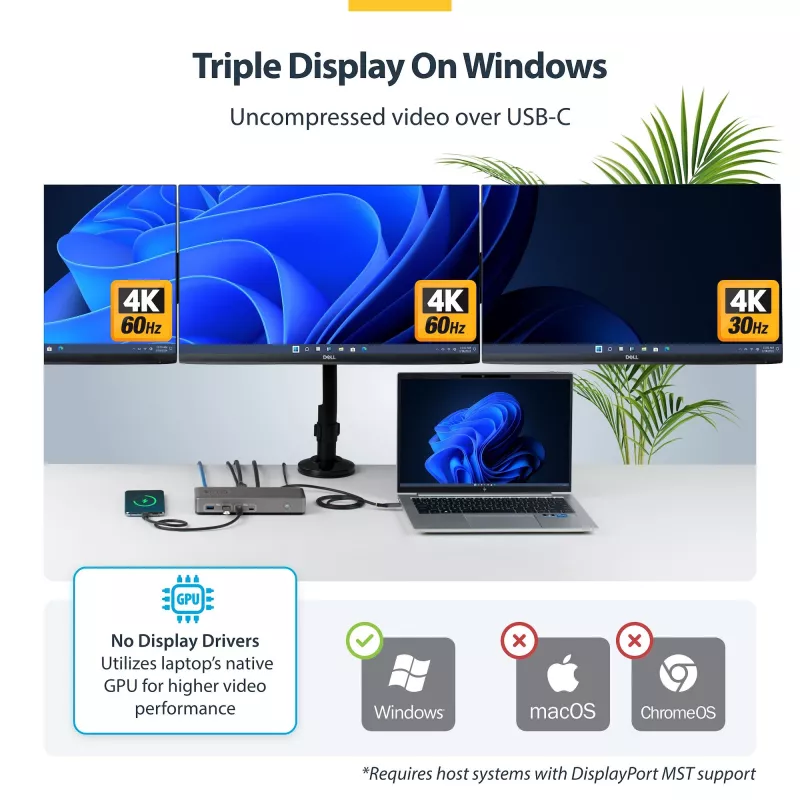 StarTech.com 199UE-USBC-DOCK dokovacia stanica/replikátor portov pre notebook káblový USB 3.2 Gen 2 (3.1 Gen 2) Type-C sivý
