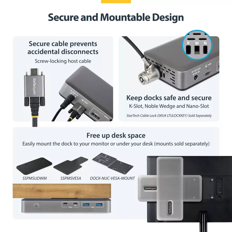 StarTech.com 199UE-USBC-DOCK dokovacia stanica/replikátor portov pre notebook káblový USB 3.2 Gen 2 (3.1 Gen 2) Type-C sivý