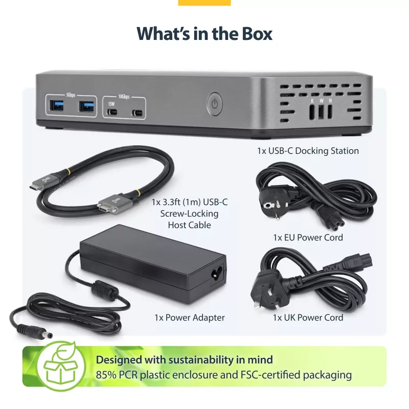 StarTech.com 199UE-USBC-DOCK dokovacia stanica/replikátor portov pre notebook káblový USB 3.2 Gen 2 (3.1 Gen 2) Type-C sivý