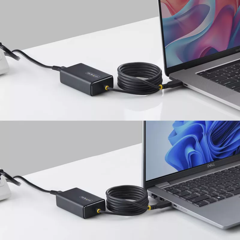 StarTech.com 65W USB-C nabíjačka pre notebook, 1,5 m pevne pripojený USB-C kábel, napájací zdroj pre Dell, XPS, HP ProBook, MacBook Pro, Microsoft Surface Pro
