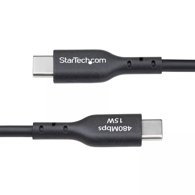 StarTech.com 15cm (6in) USB-A na USB-C nabíjací kábel, nabíjanie a synchronizácia, 3A, USB 2.0, TPE plášť – čierny USB nabíjací kábel