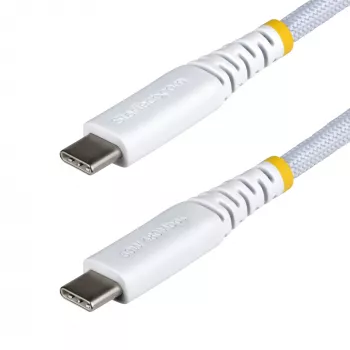 StarTech.com 2 m (6 ft) biely USB-C nabíjací kábel, 60 W (3 A) PD, dvojvrstvový pletený nylon/TPE plášť, odolný USB-C nabíjací kábel, USB 2.0 kábel na nabíjanie notebooku