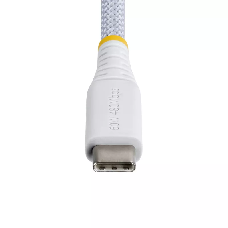 StarTech.com 30 cm (1 ft) biely USB-C nabíjací kábel, 60W (3A) PD, dvojvrstvový opletený nylon/TPE plášť, odolný USB-C nabíjací kábel, USB 2.0 kábel na nabíjanie notebooku