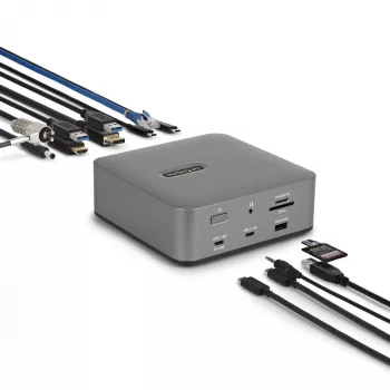 StarTech.com Thunderbolt 5 dokovacia stanica, DP/HDMI, trojmonitorový dock do 4K 144 Hz alebo dvojitý 8K 60 Hz, 5x USB porty, 140 W nabíjanie notebooku