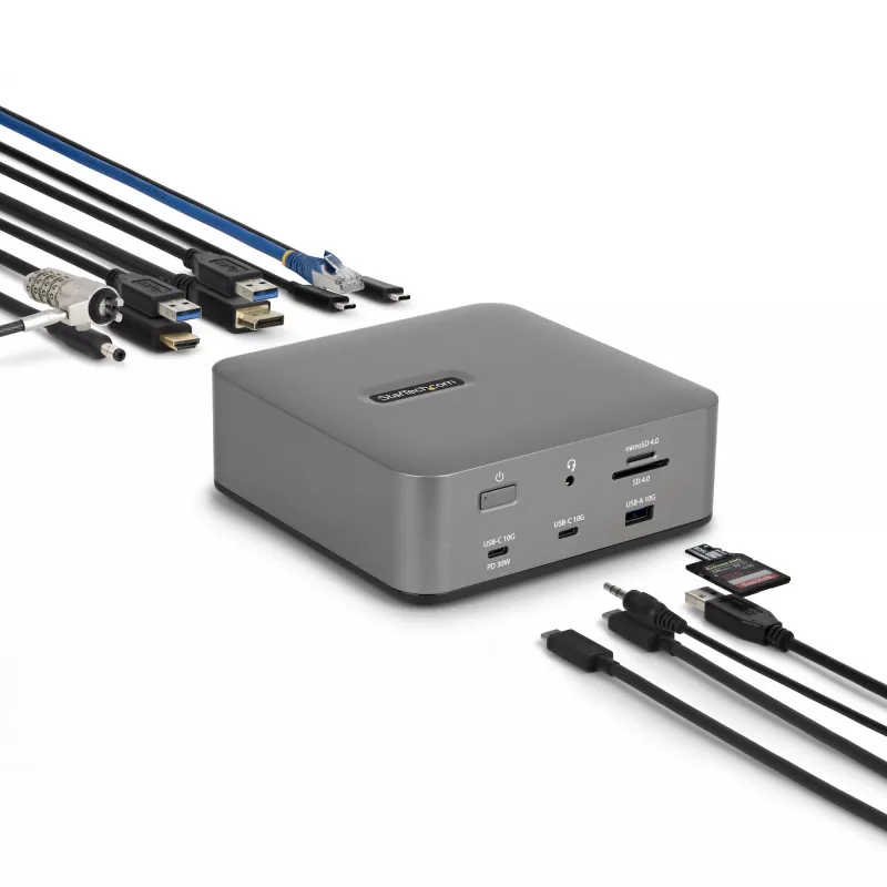 StarTech.com Thunderbolt 5 dokovacia stanica, DP/HDMI, trojmonitorový dock do 4K 144 Hz alebo dvojitý 8K 60 Hz, 5x USB porty, 140 W nabíjanie notebooku