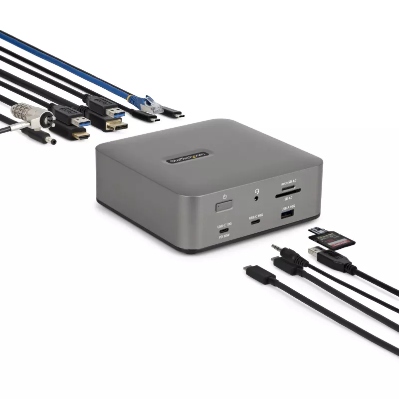 StarTech.com Thunderbolt 5 dokovacia stanica, DP/HDMI, trojmonitorový dock do 4K 144 Hz alebo dvojitý 8K 60 Hz, 5x USB porty, 140 W nabíjanie notebooku