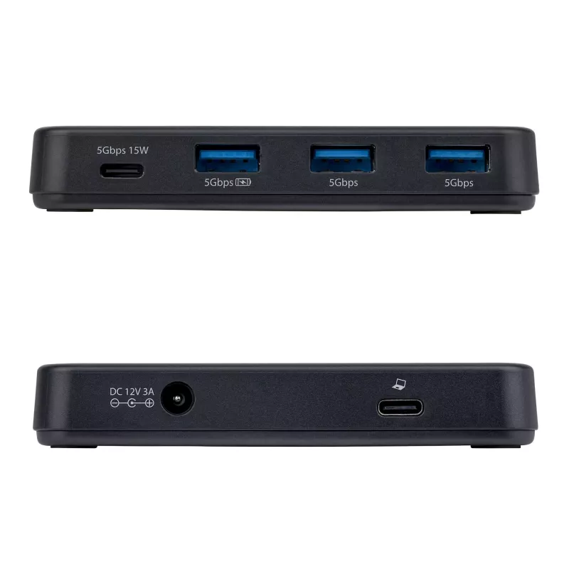 StarTech.com 4-portový USB-C a USB-A hub, 5 Gbps, s vlastným napájaním, 2-in-1 USB-C a USB-A hostiteľský kábel, 1x USB-C a 3x USB-A (1x BC 1.2), 36W napájací zdroj v balení
