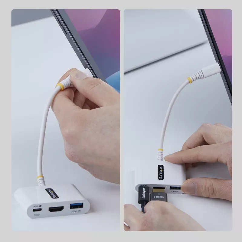 StarTech.com USB-C na HDMI multiport adaptér so 140W PD nabíjaním, 4K 60Hz HDMI, USB 5Gbit/s hub, mini dock pre MacBook / Dell / Thinkpad / HP / iPad / tablety