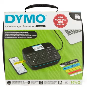 DYMO LabelManager Executive 640 CB prenosná súprava tlačiarne etikiet s taškou a 3 etiketovými kazetami | kompaktná QWERTY tlačiareň etikiet | Bluetooth & USB pripojenie | kompatibilná s D1 etiketami