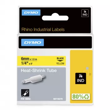 DYMO Rhino priemyselné zmršťovacie etikety na káble | 6 mm x 1,5 m | čierna na žltej | pre Rhino tlačiareň etikiet
