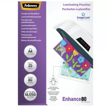 Fellowes ImageLast A4 80 mikrónov laminovacie fólie – balenie 25 ks, lesklé, transparentné, A4, 0,08 mm, 210 mm, 1 mm