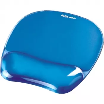 Fellowes podložka pod myš s opierkou zápästia – Crystals Gel podložka pod myš s protišmykovou gumenou základňou – ergonomická podložka pod myš pre počítač, notebook, home office – kompatibilná s laserovými a optickými myšami – modrá