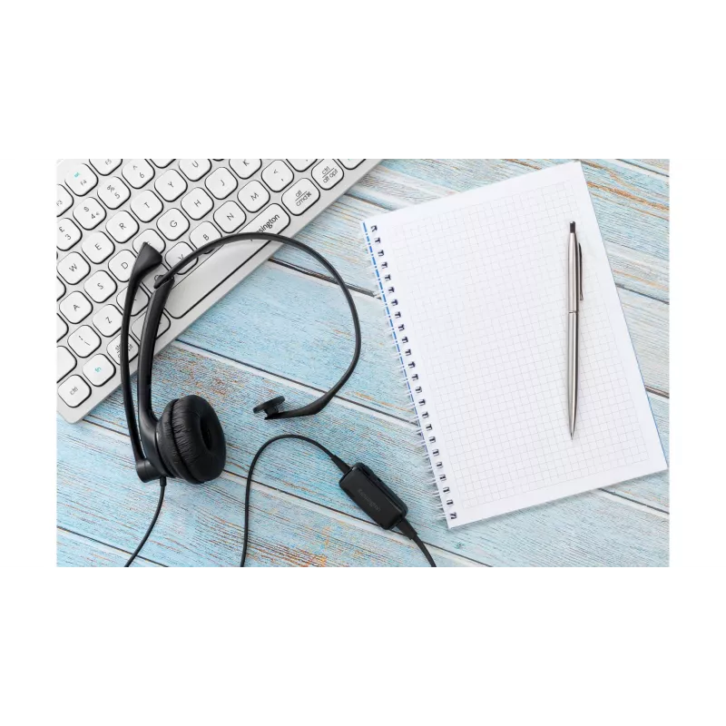 Kensington USB mono headset s inline ovládacími prvkami, káblový, kancelária/call centrum, headset, čierna
