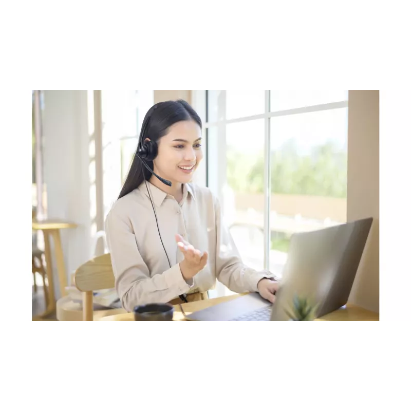 Kensington USB mono headset s inline ovládacími prvkami, káblový, kancelária/call centrum, headset, čierna