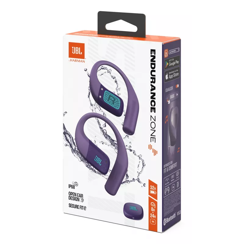 Headset JBL Endurance Zone bezdrôtový open-ear športový Bluetooth – fialový, 20–20000 Hz, 89,6 g