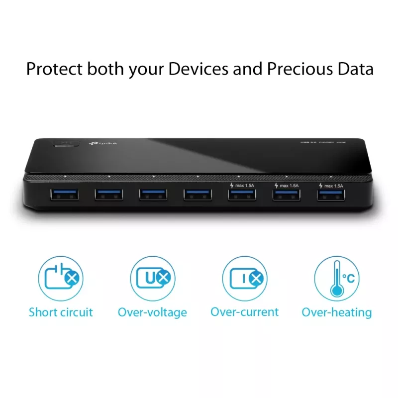TP-Link UH700 rozbočovač USB 3.2 Gen 1 (3.1 Gen 1) Micro-B 5000 Mbit/s čierny