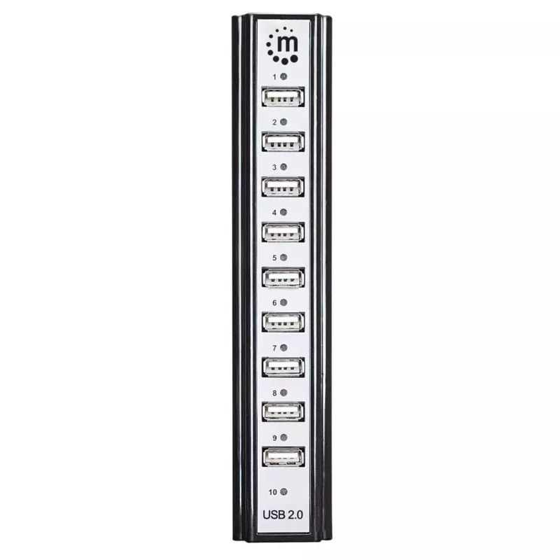 USB hub Manhattan USB-A 10-portový, 480 Mbit/s, čierny