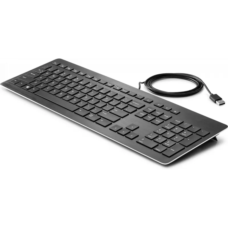 HP USB Premium klávesnica, full-size (100 %), káblová, USB, membránová, čierna