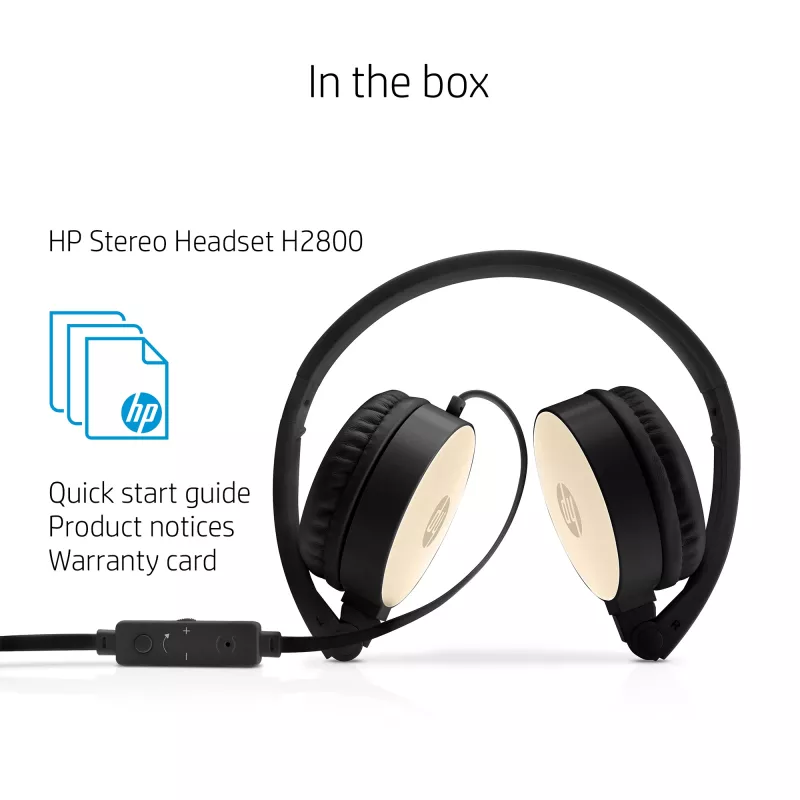 HP Stereo Headset H2800 (čierna so seidengold), káblový, hovory/hudba, 125 g, headset, čierna, zlatá