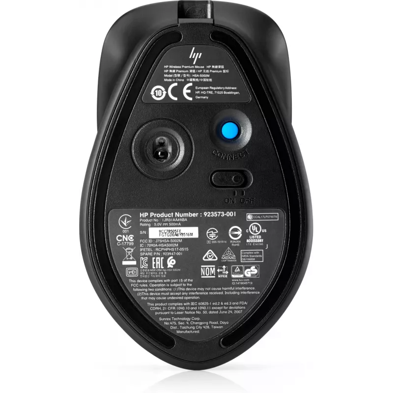 HP ENVY Rechargeable Mouse 500, obojručná, laserová, RF Wireless, 1600 DPI, čierna, sivá