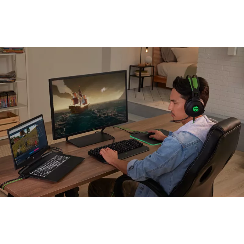 HP Pavilion Gaming headset 600, káblový, gaming, 360 g, headset, čierna, zelená