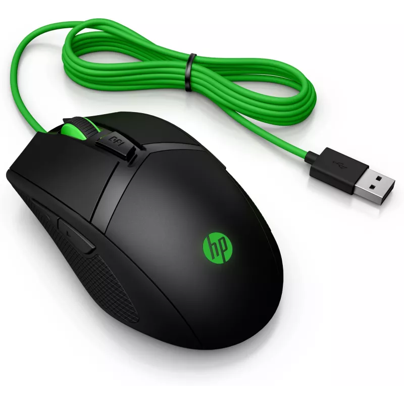 HP Pavilion Gaming myš 300, obojručná, optická, USB Type A, 5000 dpi, čierna, zelená