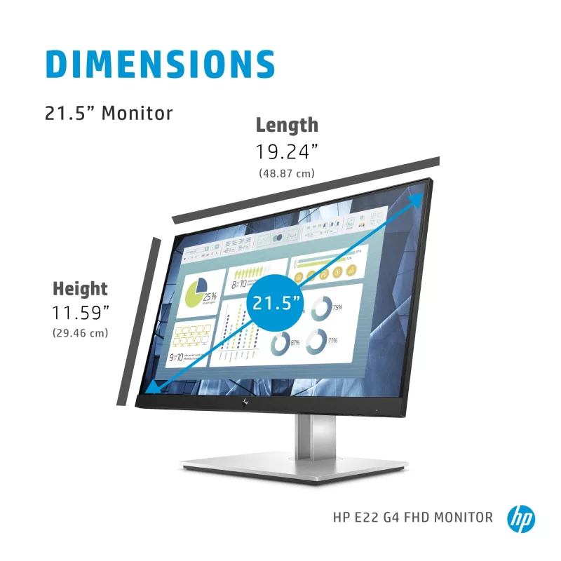HP E-Series E22 G4 počítačový monitor 54,6 cm (21,5 inch) 1920 x 1080 pixelov Full HD LCD čierny, strieborný