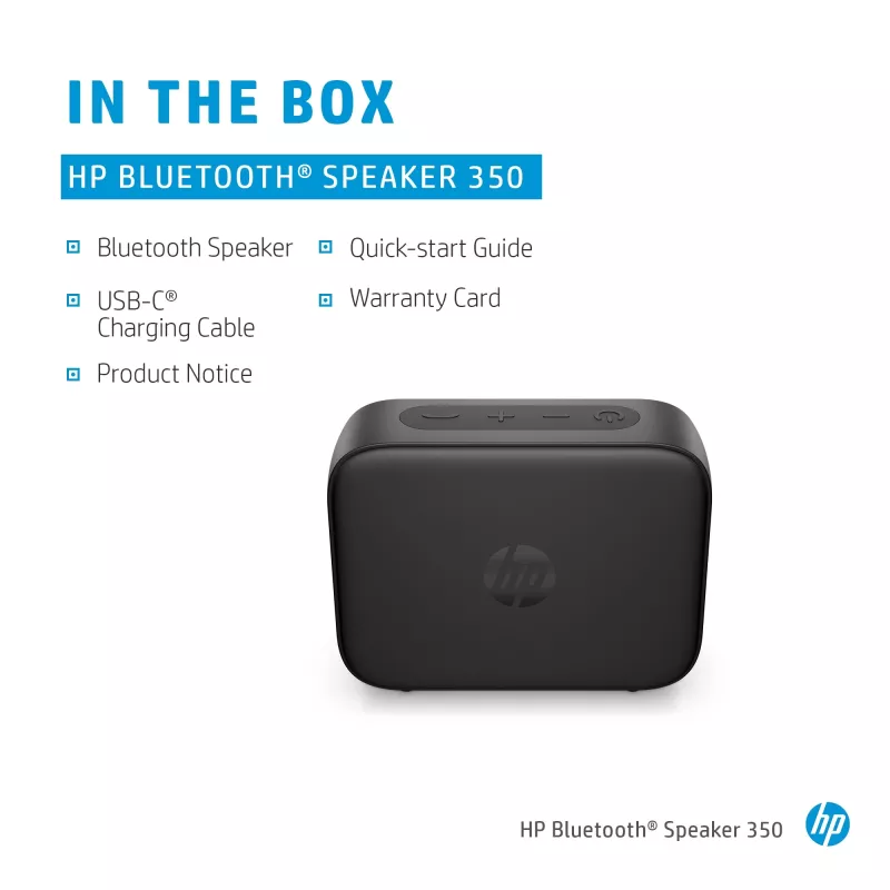 HP strieborný Bluetooth reproduktor 350, bezdrôtový, biely, univerzálny, vstavaná batéria, 180 g, 78,5 mm
