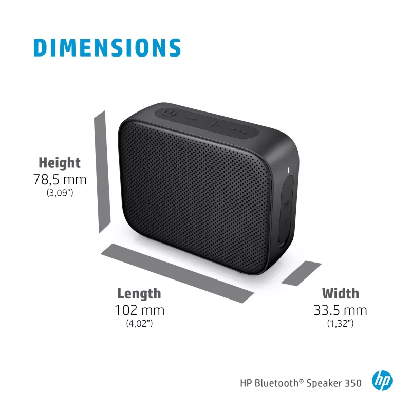 HP strieborný Bluetooth reproduktor 350, bezdrôtový, biely, univerzálny, vstavaná batéria, 180 g, 78,5 mm