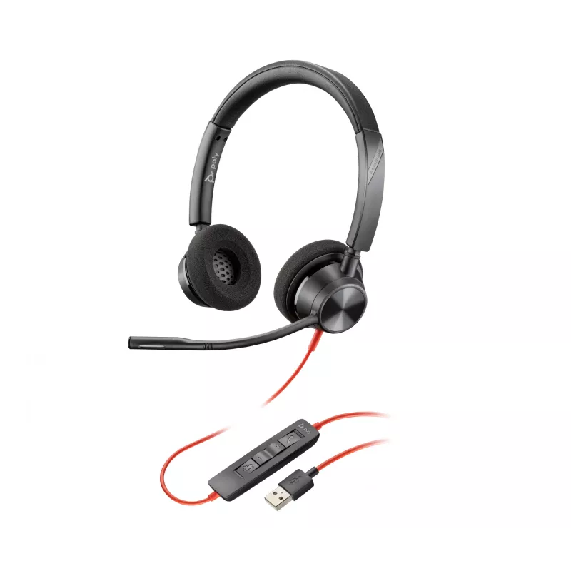 HP Poly Poly Blackwire 3320 USB-A headset, káblový, kancelária/call centrum, 130 g, headset, čierna