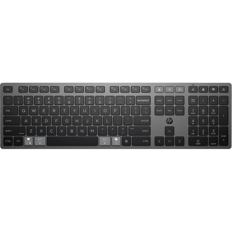 Bezdrôtová nabíjateľná Full-Size-QWERTY klávesnica HP 725 — model 9T5B2AA#UUW