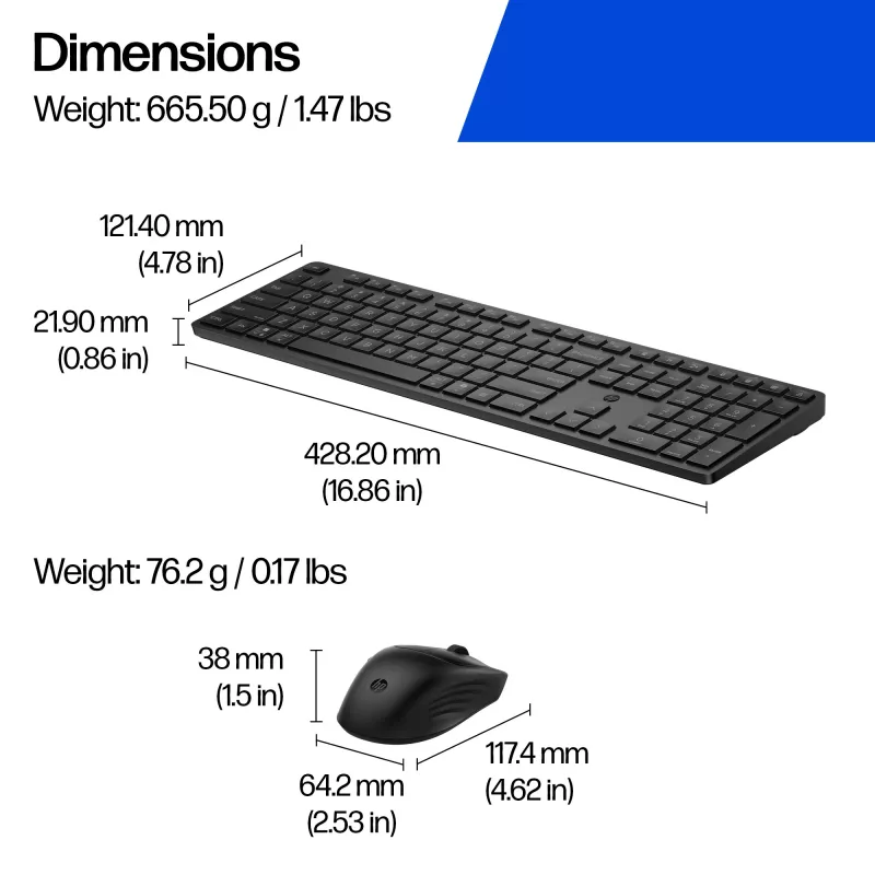 Súprava klávesnice a myši HP 495C — bezdrôtová Full-Size klávesnica, Multi-Device myš, USB/RF/Bluetooth, čierna