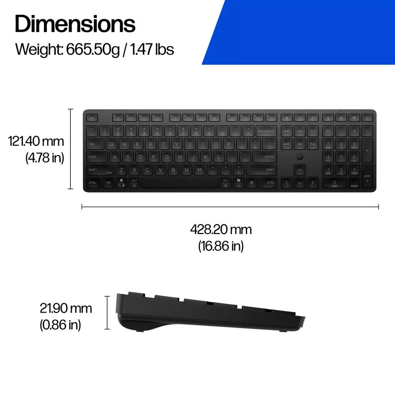 HP 495K Multi-Device Dual-Mode klávesnica, Full-Size (100 %), bezdrôtová, USB + Bluetooth, čierna