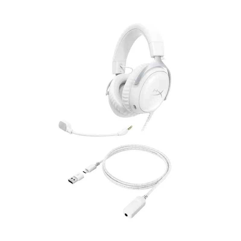 HyperX Cloud III - herný headset (biela), biela, Čína, Thajsko, Circumaural, uzavretý, 155 mm, 86,7 mm