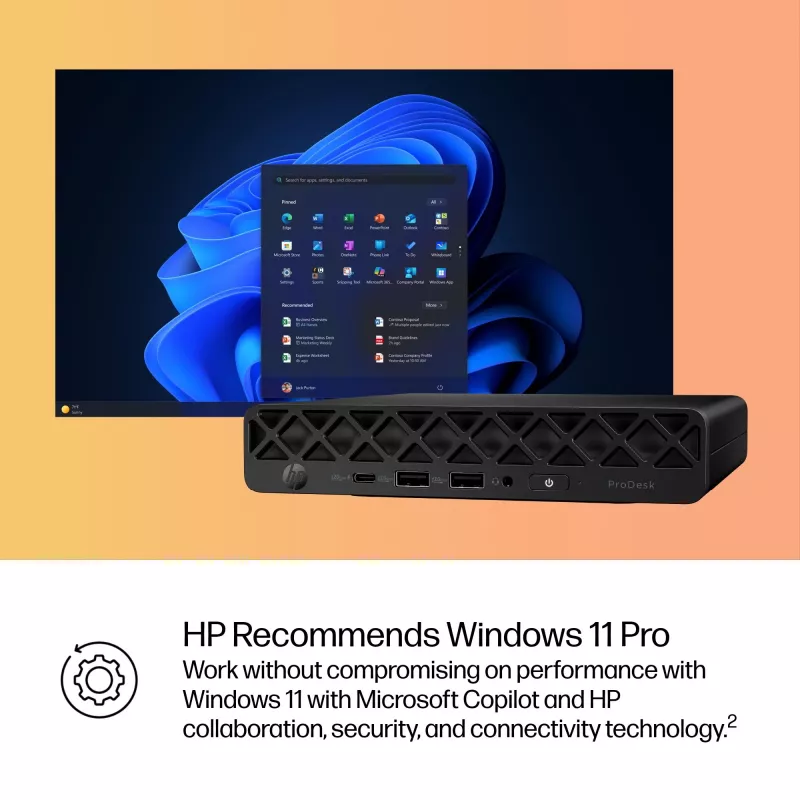 Mini PC HP ProDesk 4 G1i AI — Intel Core Ultra 5 235T, 16 GB DDR5, 512 GB SSD, Windows 11 Pro, čierna