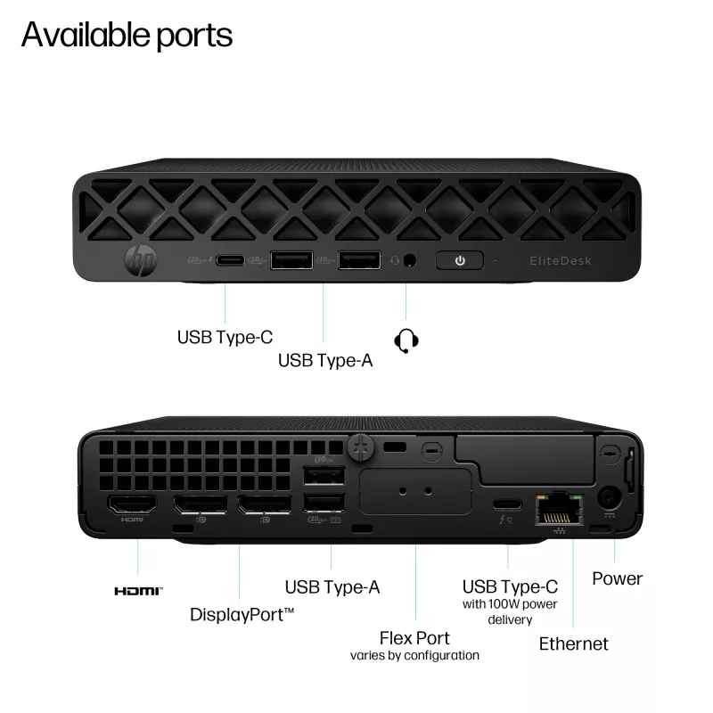 Mini PC HP EliteDesk 8 Mini G1i AI — Intel Core Ultra 7 265T, 16 GB DDR5, 1 TB SSD, Windows 11 Pro, čierna