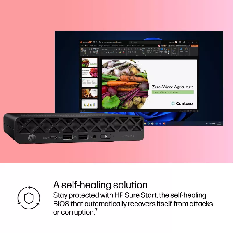 Mini PC HP EliteDesk 8 Mini G1i AI — Intel Core Ultra 7 265T, 16 GB DDR5, 1 TB SSD, Windows 11 Pro, čierna
