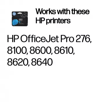 HP 951 azúrová originálna atramentová kazeta, azúrová, 1 ks, 535 strán