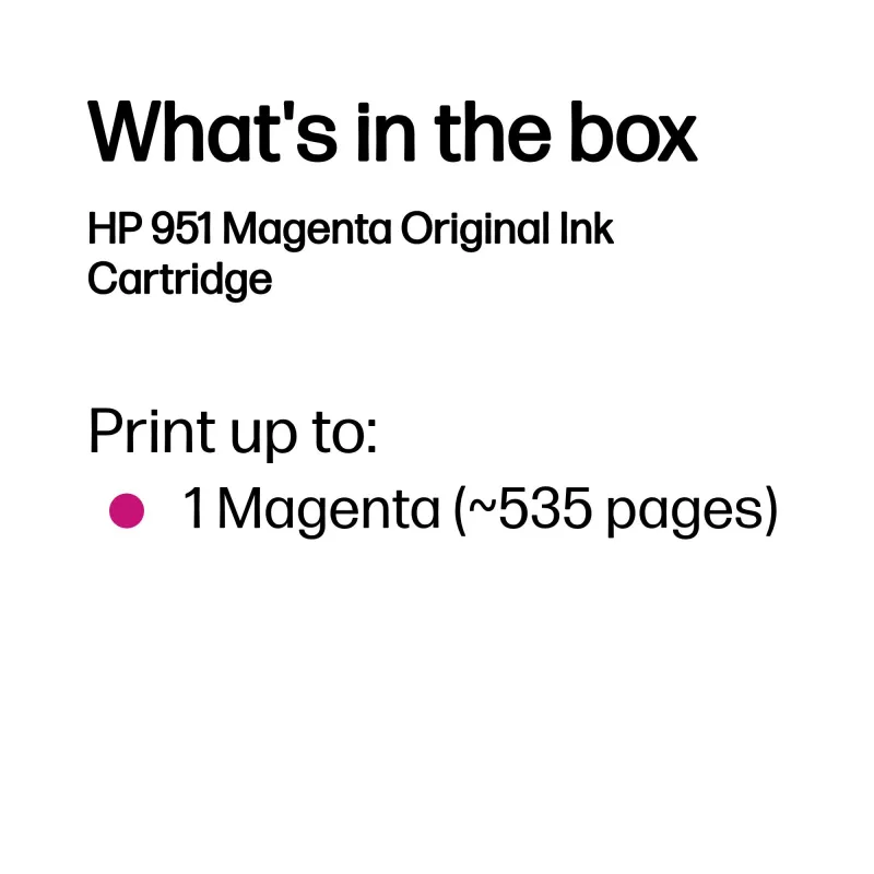 HP 951 purpurová originálna atramentová kazeta, purpurová, 1 ks, 535 strán
