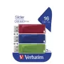 Verbatim Slider - USB kľúč - 3x16 GB - modrý/červený/zelený