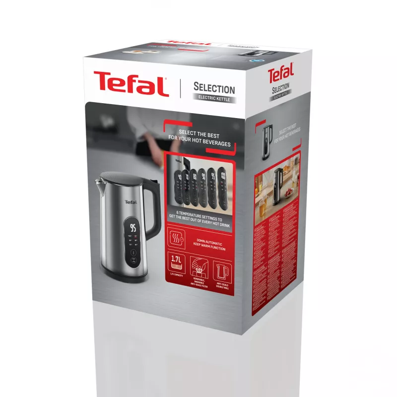 Tefal Selection KI871DE0 rýchlovarná kanvica 1,7 l 1500 W čierna, nehrdzavejúca oceľ