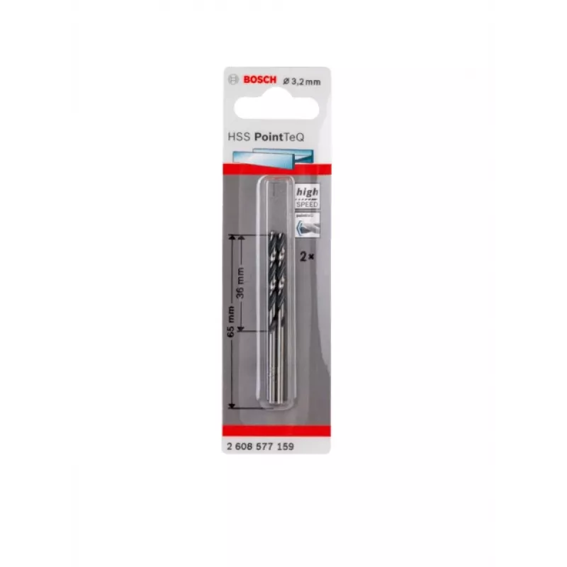 Bosch HSS vrtáky PointTeQ, vrták, vrták do kovu, pravotočivý, 3,2 mm, oceľ, liatina, 3,6 cm