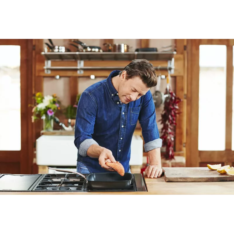 Tefal Jamie Oliver E24541 hranatá forma na pečenie 2,5 l čierna — priemer dna 17,5 cm, rozmer 290×458 mm