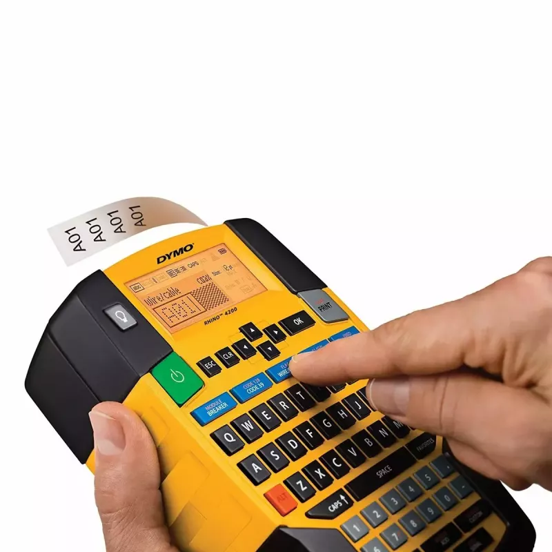 Tlačiareň etikiet Dymo Rhino 4200 Wireless QWERTY — termotransfer, LED displej, Li-Ion batéria, bezdrôtová, 100 formátov etikiet