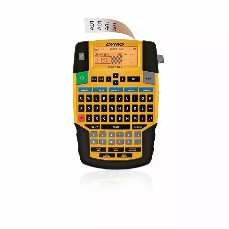 Tlačiareň etikiet Dymo Rhino 4200 Wireless QWERTY — termotransfer, LED displej, Li-Ion batéria, bezdrôtová, 100 formátov etikiet
