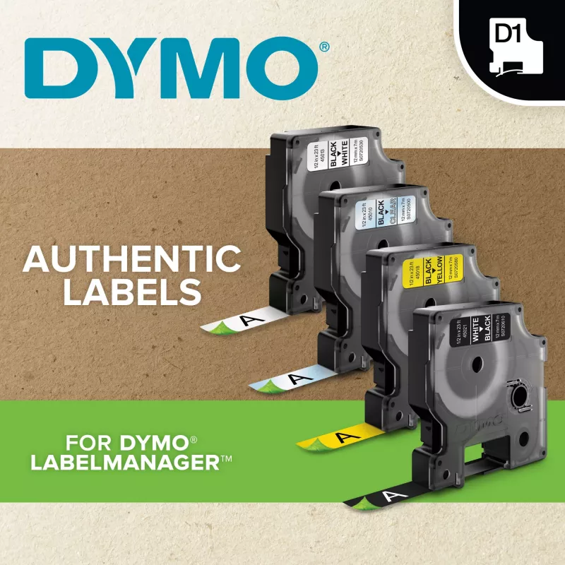 DYMO Authentic D1 Durable Labels | čierna tlač na červenej páske | 12 mm x 3 m | páska na označovanie pre tlačiarne etikiet LabelManager