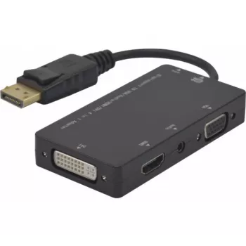 Hypertec 127377-HY adaptér video kábla DisplayPort DVI-D + VGA (D-Sub) + HDMI čierny