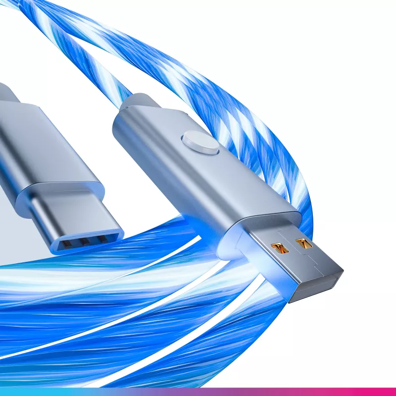 Oniverse USB-A na USB-C Quick Charge kábel s LED - 2 metre - biely (multiplatforma)