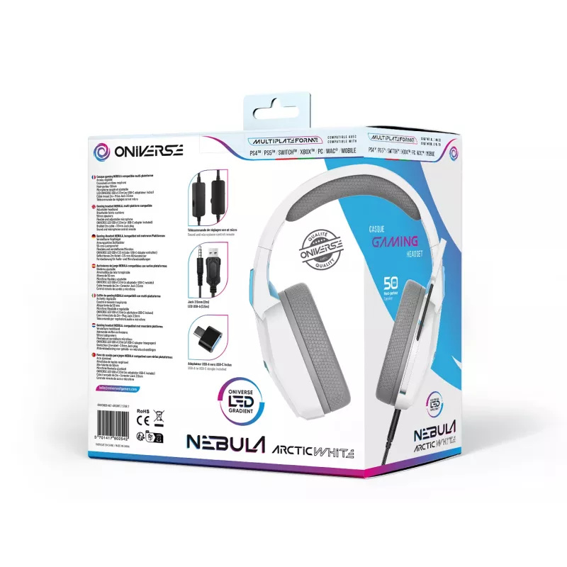 Oniverse herný headset Nebula - Arctic White (multiplatformový)